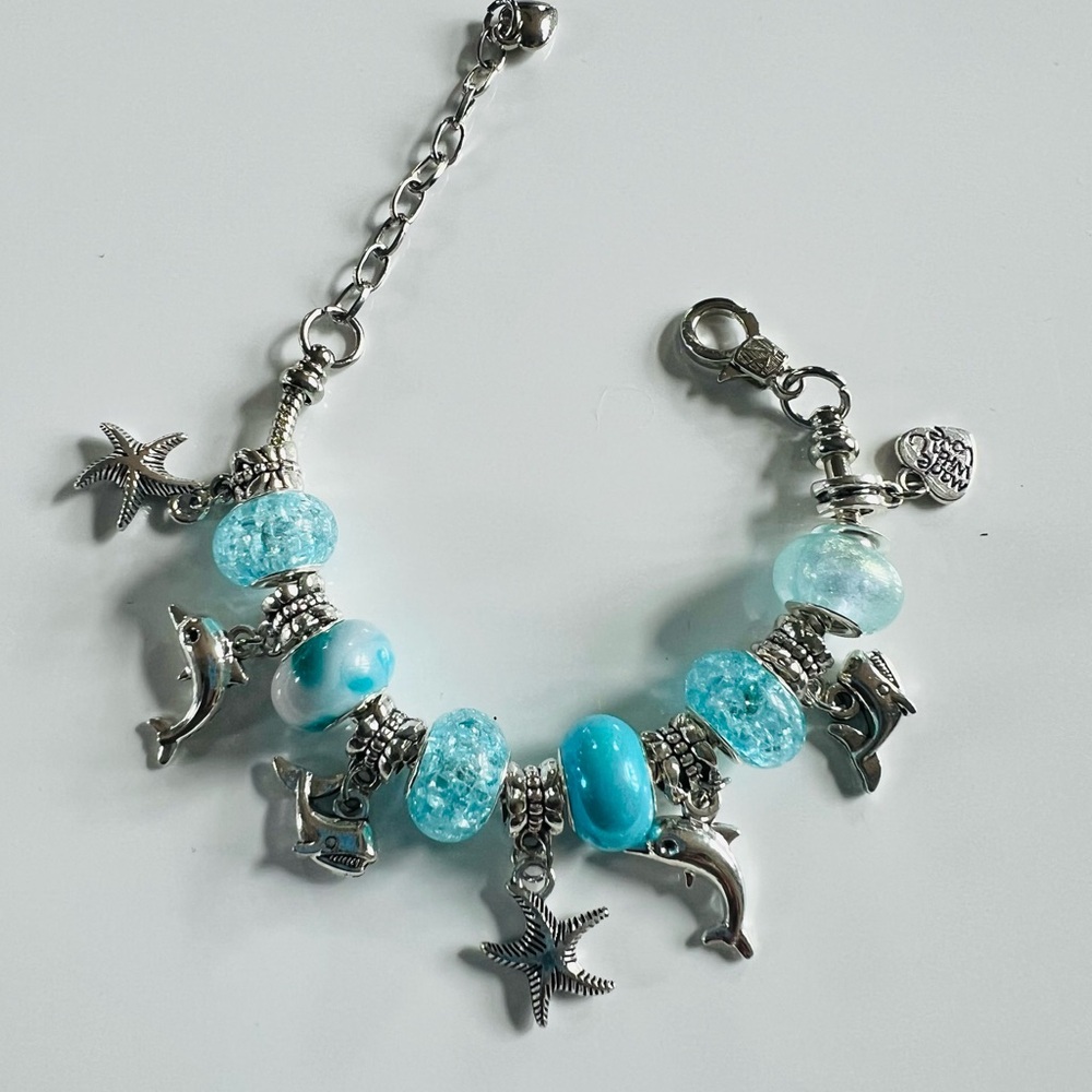 Silver and Blue Charm Bracelet